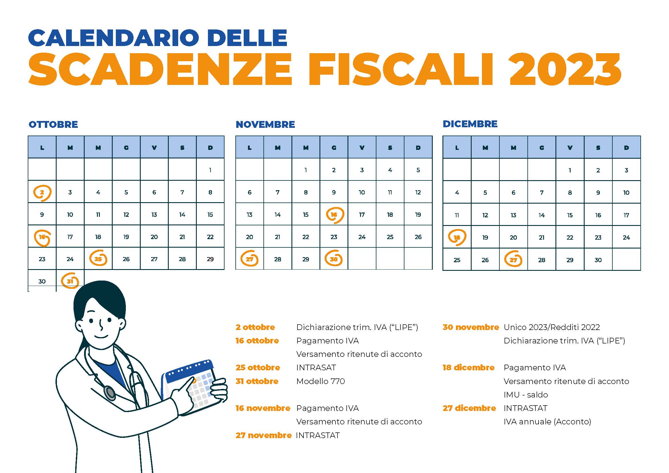 Calendario Fiscale: Le Scadenze Ottobre-dicembre 2023